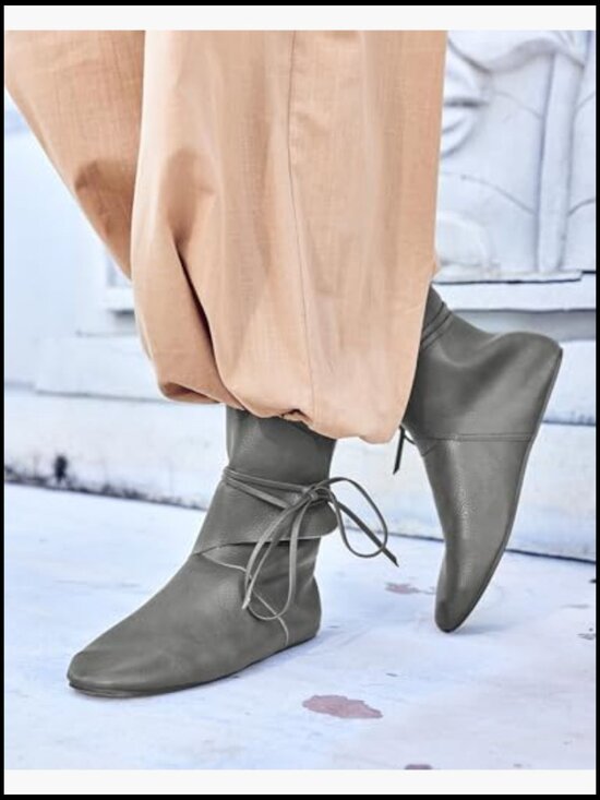Medieval Slip On Lace Up Boots Cosplay Western Pirate Viking Cuff Shoes